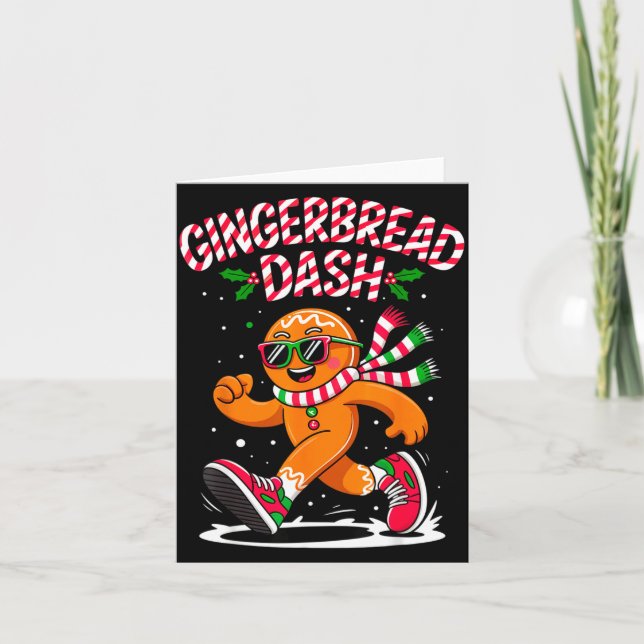Carte Christmas Gingerbread Dash Running Runner Xmas Mar (Devant)