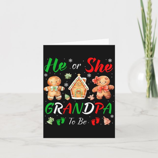 Carte Christmas Gingerbread Gender Reveal He Or She Gran (Devant)