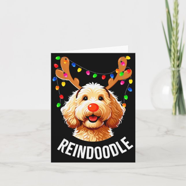 Carte Christmas Goldendoodle Reindeer Doodle Dog Reindoo (Devant)