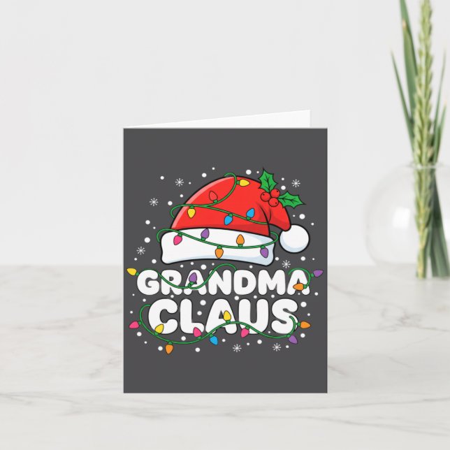 Carte Christmas Grandma Claus Santa Hat Christmas Lights (Devant)