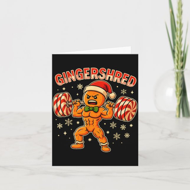 Carte Christmas Gym Gingerbread Gingershred Xmas Workout (Devant)