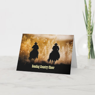 Carte Christmas Happy Holidays Country Western Cowboys
