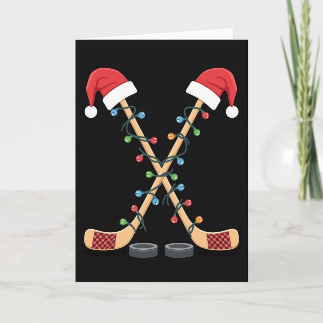 Carte Christmas Hockey Santa Sticks (Devant)