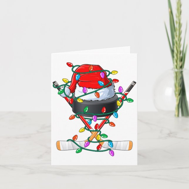 Carte Christmas Hockey Xmas Santa Srts Hat Ball Kids B  (Devant)