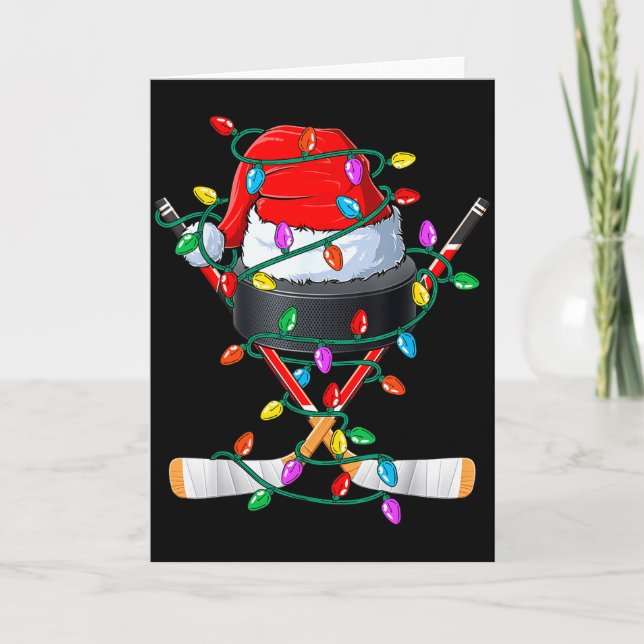 Carte Christmas Hockey Xmas Santa Srts Hat Ball Kids Boy (Devant)