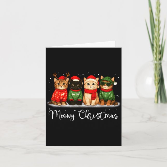 Carte Christmas Holiday Xmas Meowy Christmas Funny Cat S (Devant)