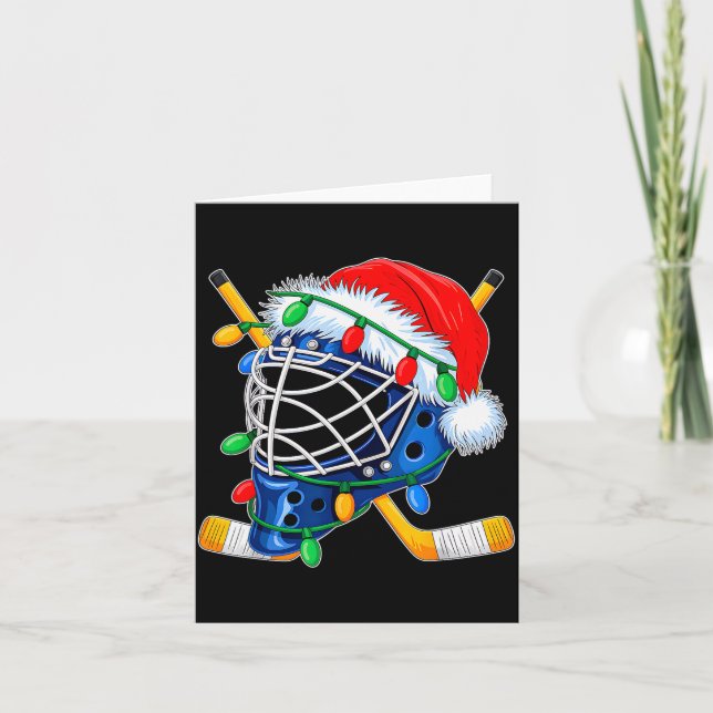 Carte Christmas Ice Hockey Helmet Santa Xmas Men Boys Ki (Devant)