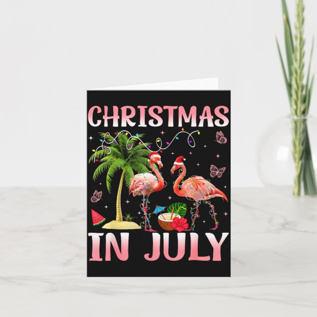 Carte Christmas In July Nk Flamingo Santa Hat Christmas  (Devant)