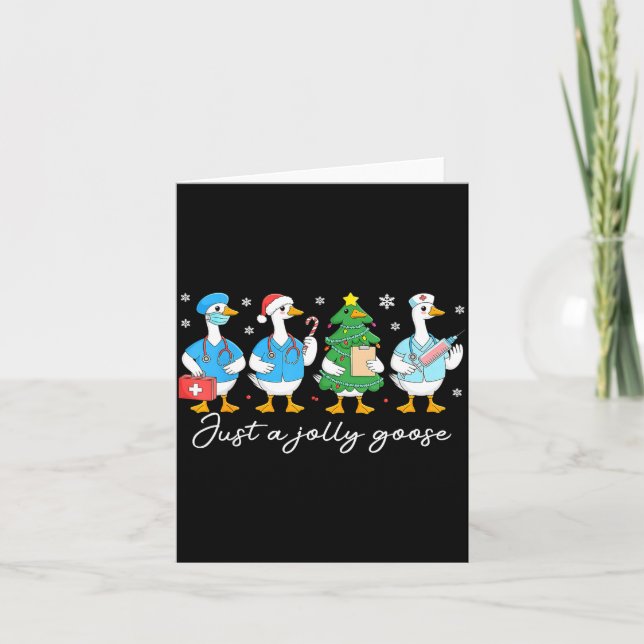 Carte Christmas Just A Jolly Goose Nurse Cute Medical St (Devant)