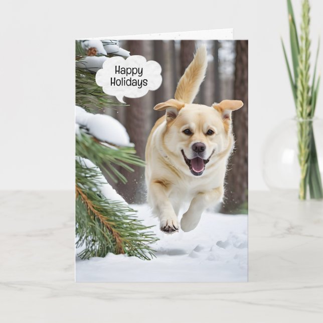 Carte Christmas Labrador Retriever Running In Snow (Devant)