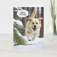 Christmas Labrador Retriever Running In Snow
