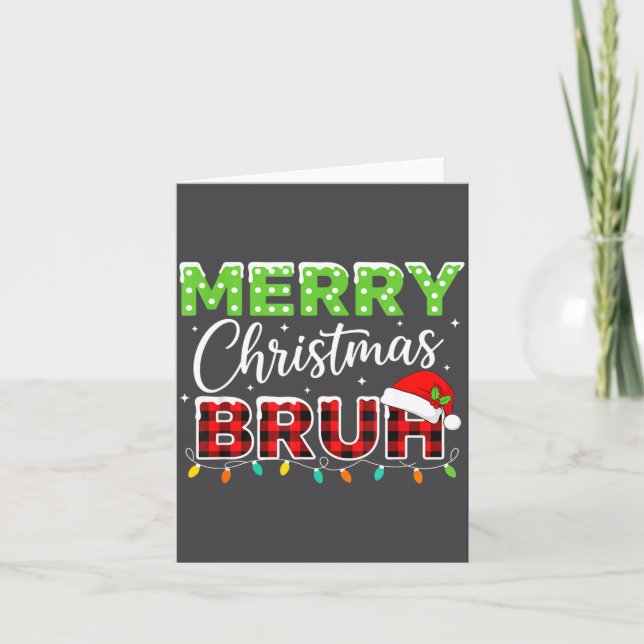 Carte Christmas Merry Christmas Bruh Buffalo Plaid Santa (Devant)