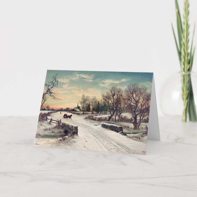 Carte Christmas Morn, peinture d'art, (Devant)