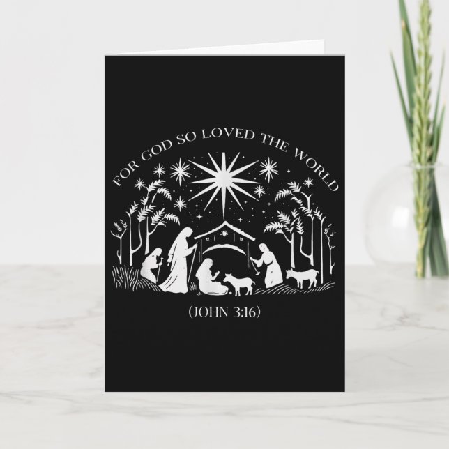 Carte Christmas Nativity Scene For God So Loved The Worl (Devant)