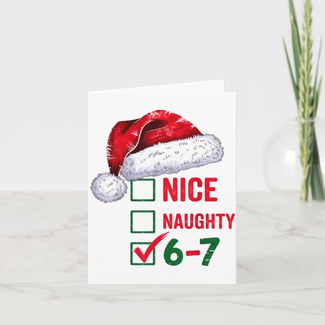 Carte Christmas Nice Naughty 67 Brainrot Funny 6-7 Meme  (Devant)