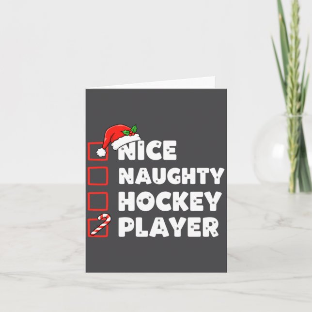 Carte Christmas Nice Naughty Hockey Player List Santa Ch (Devant)