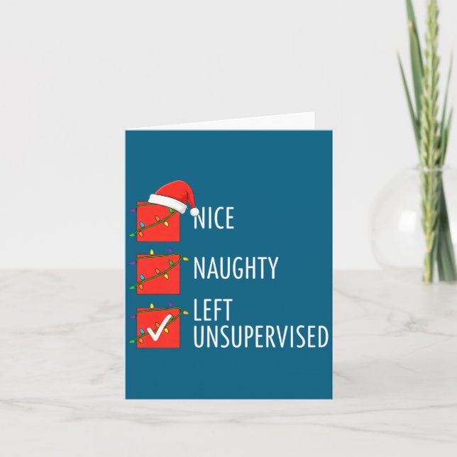 Carte Christmas Nice Naughty Left Unsupervised Naughty O (Devant)