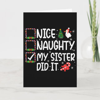 Carte Christmas Nice Naughty My Sister Did It Boys Girls