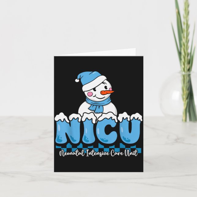 Carte Christmas Nicu Snowman Neonatal Icu Nurse Squad Nu (Devant)