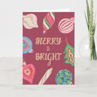Carte Christmas ornaments merry & bright Christmas card