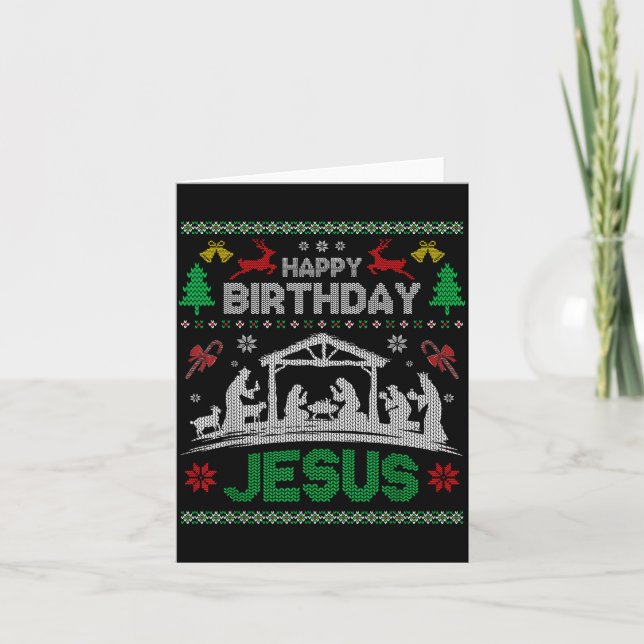 Carte Christmas Outfit Happy Birthday Jesus Holiday Ugly (Devant)