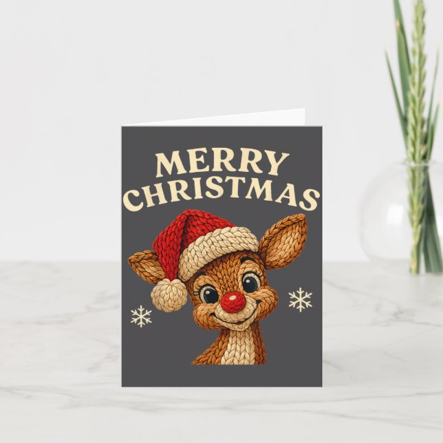 Carte Christmas Reindeer Crochet Cute Merry Christmas Re (Devant)