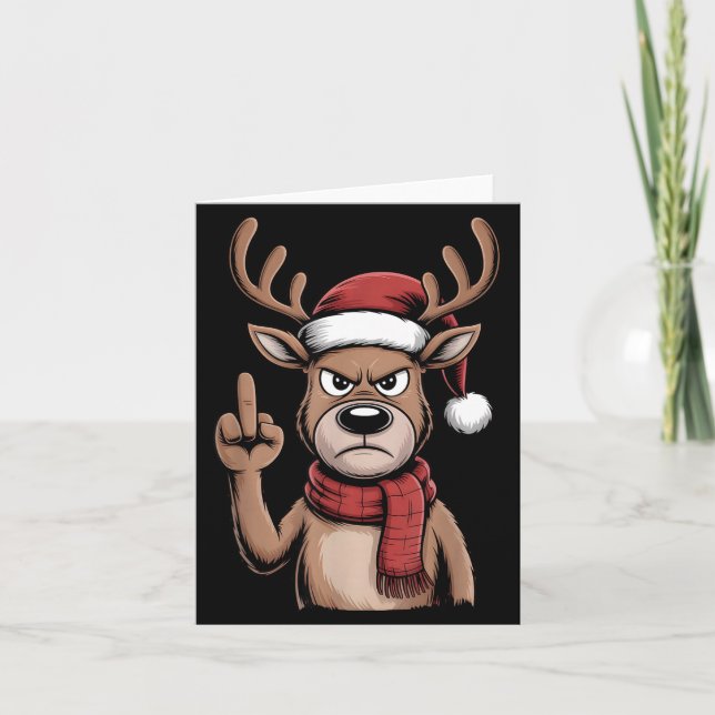 Carte Christmas Reindeer Middle Finger Sarcastic Xmas Fu (Devant)