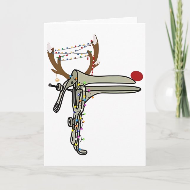 Carte Christmas Reindeer Speculum Nurse Obgyn Obstetrics (Devant)