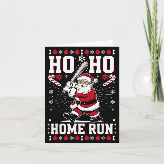 Carte Christmas Santa Baseball Home Run Ho Ho Home Run , (Devant)