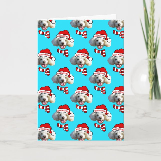 Carte Christmas Santa Dog Custom Photo Pattern (Devant)