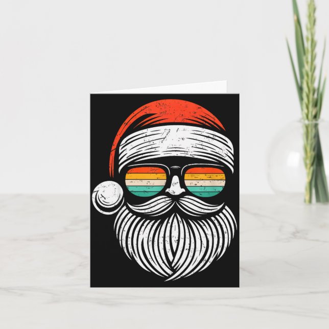 Carte Christmas Santa Face Retro Sungles Xmas Men Women  (Devant)