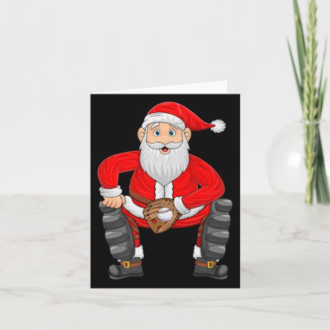 Carte Christmas Santa Playing Baseball Catcher Xmas Srts (Devant)