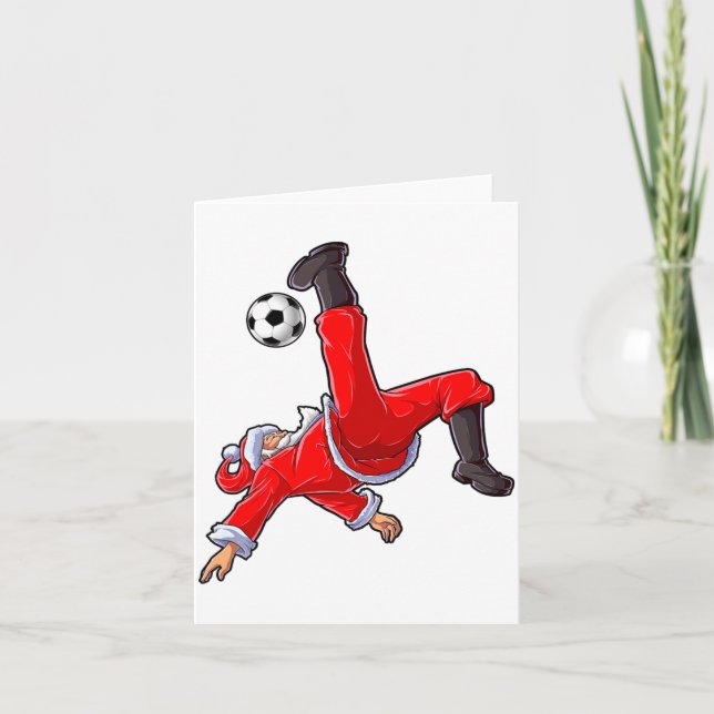 Carte Christmas Santa Soccer Bicycle Kick Xmas Boys Men  (Devant)