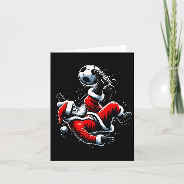 Carte Christmas Santa Soccer Player Bicycle Kick Xmas Ba (Devant)