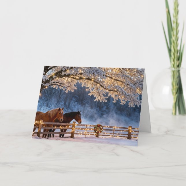 Carte Christmas Seasons Greetings Country Horses  (Devant)