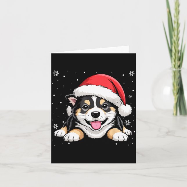 Carte Christmas Shiba Inu Dog Wearing Santa Hat Pet Anim (Devant)