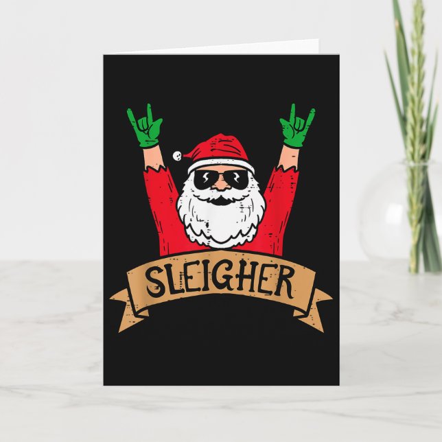Carte Christmas Sleigher Santa Rock Xmas Rocker Men Wome (Devant)