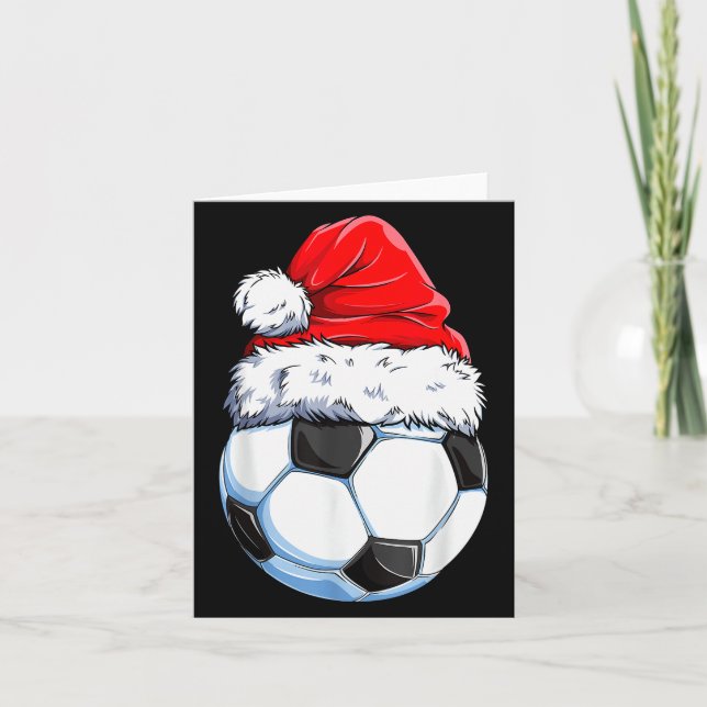 Carte Christmas Soccer Ball Santa Hat Funny Srts Xmas Bo (Devant)