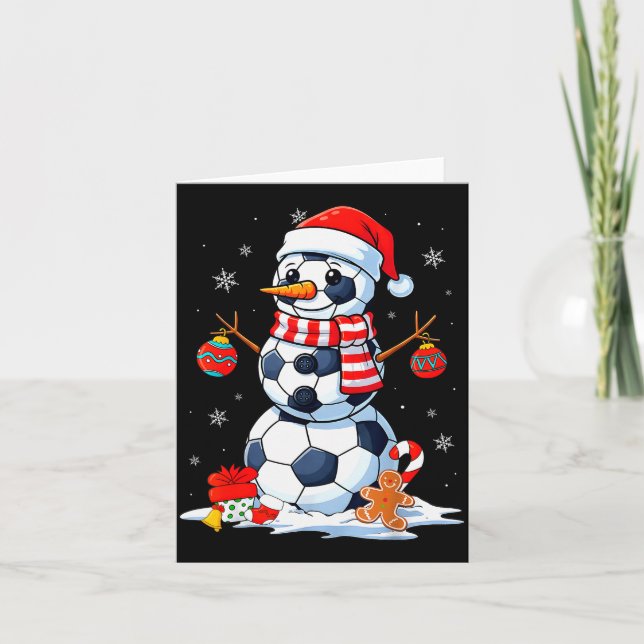Carte Christmas Soccer Funny Snowman Men Boys Kids  (Devant)