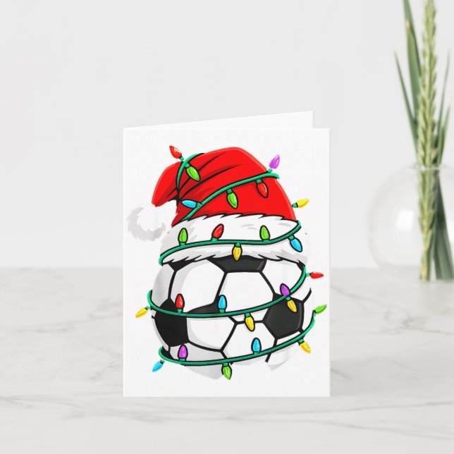 Carte Christmas Soccer Santa Hat Lights Santa Srts Xmas  (Devant)
