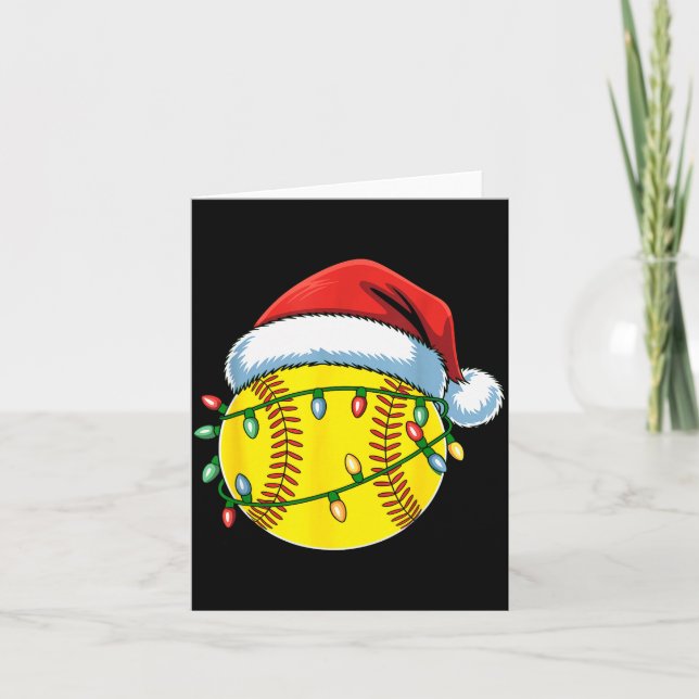 Carte Christmas Softball Ball Santa Hat Softball Xmas Li (Devant)