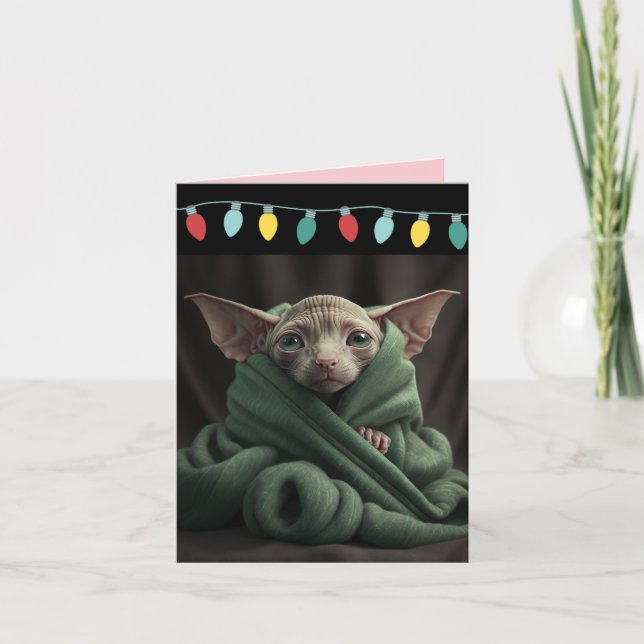 CARTE CHRISTMAS SPHINX CUTE HAIRLESS (Devant)