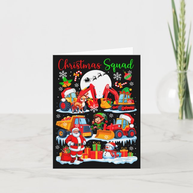 Carte Christmas Squad Construction Trucks Excavators San (Devant)