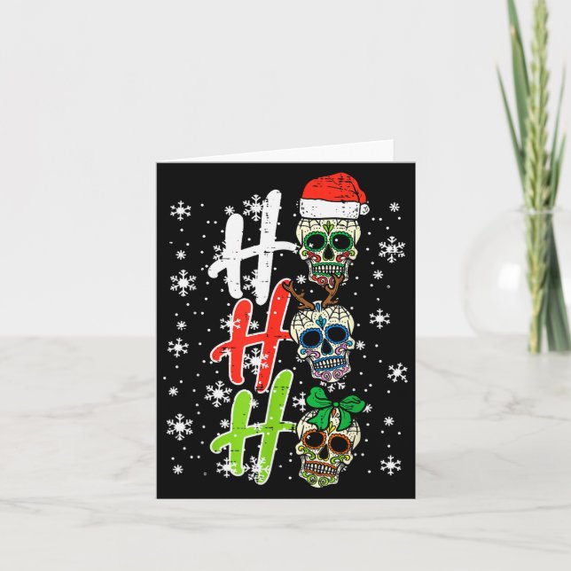 Carte Christmas Sugar Skull Ho Ho Ho Xmas Mexican Men Wo (Devant)