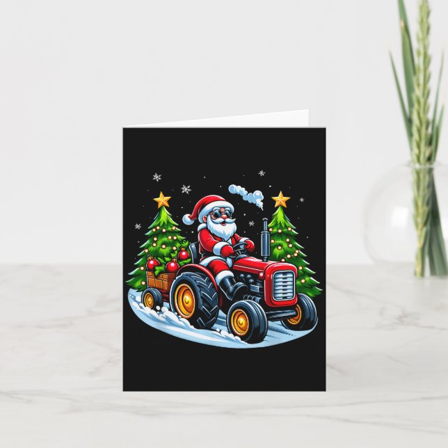 Carte Christmas Tractor Santa Xmas Farm Truck Men Boys K (Devant)