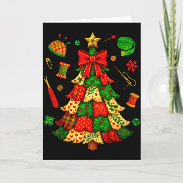 Carte Christmas Tree Patchwork Quilting Quilter Sewing L (Devant)