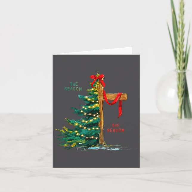 Carte Christmas Tree The Season Jesus Cross Faith Holida (Devant)