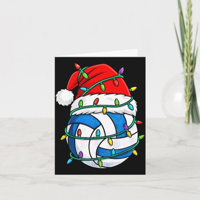 Carte Christmas Volleyball Santa Hat Lights Srts Xmas Pa (Devant)