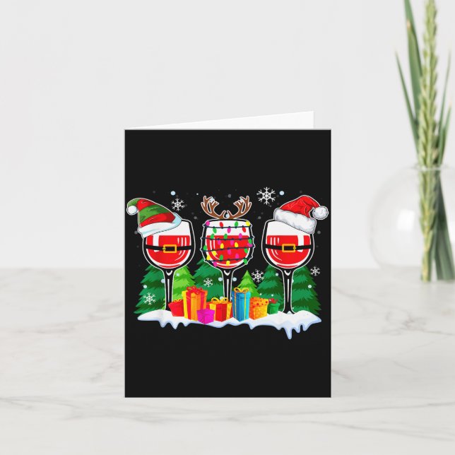 Carte Christmas Wine - Funny Reindeer Santa Xmas Alcohol (Devant)
