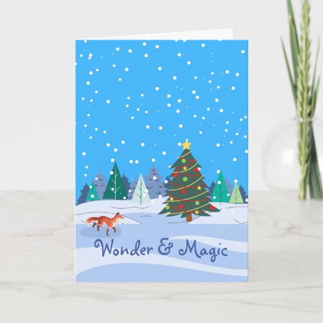 Carte Christmas Wonder Magic Fox.and Christmas Tree (Devant)